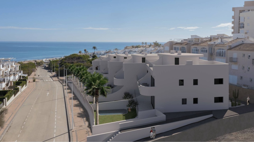 Moderne gelijkvloerse bungalow aan zee in La Mata, Torrevieja, Alicante.