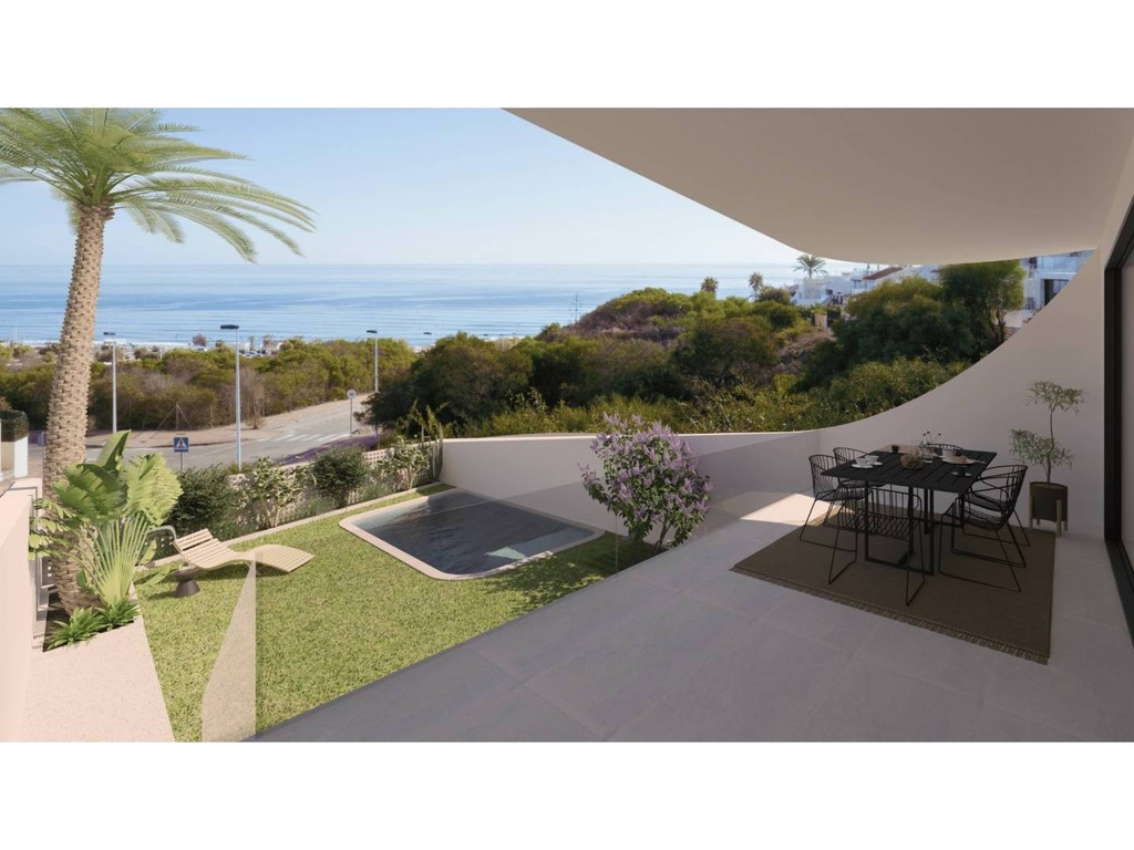 Moderne gelijkvloerse bungalow aan zee in La Mata, Torrevieja, Alicante.